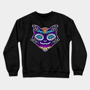 Painted Dia De Los Muertos Cat Day Of The Dead Crewneck Sweatshirt